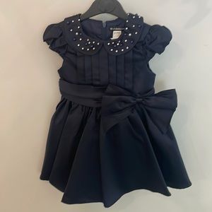 Baby girl size 2 NWT navy dress with ornate collar